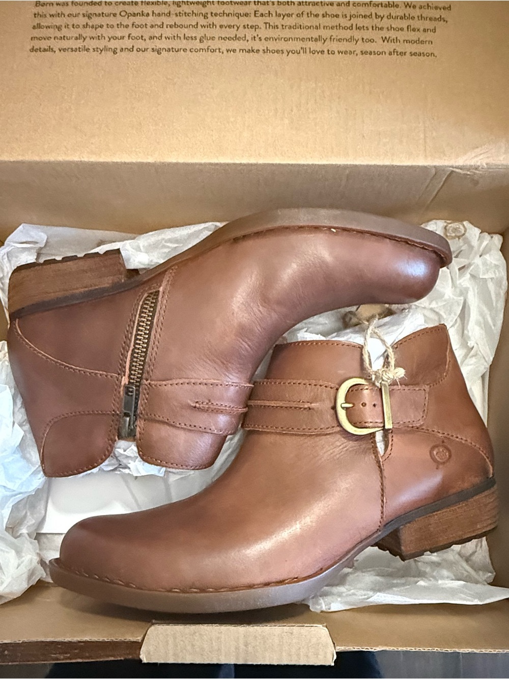 Born Kati Women's Brown Leather Ankle Boot with Buckle NEW - Picture 2 of 6